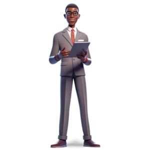 An African American business man at work presenting his message to the audience.