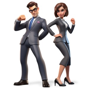 Business man and woman heading to work with high energy ready for the fight.