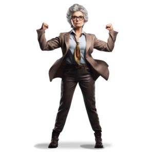 Powerful business woman heading to work with her suit on ready for the new day.