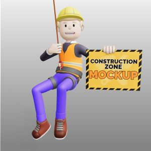 A 3D Construction Man Harness and Sign Clipart with editing tools to customize the design and make it your own.