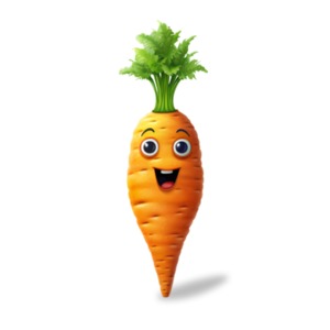 A happy carrot promoting happy living and nutritional health.
