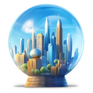 The clear city skies crystal ball clipart symbolizes foresight, wisdom, and the ability to envision a prosperous future.