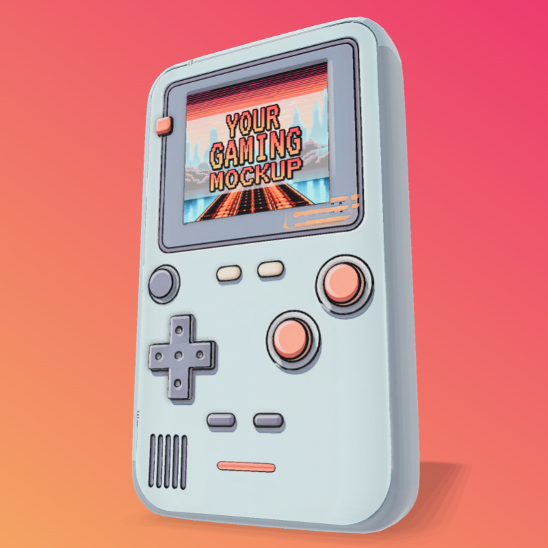 This Presentation Clipart shows a preview of 3D Handheld Gaming System - Customizable Mockup