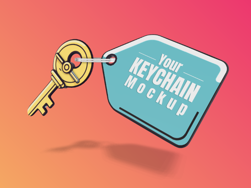 This Presentation Clipart shows a preview of 3D Key and Tag - Customizable Mockup