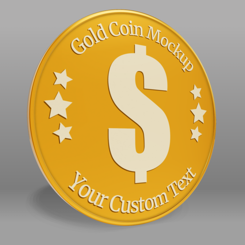 This Presentation Clipart shows a preview of 3D Gold Coin - Customizable Mockup