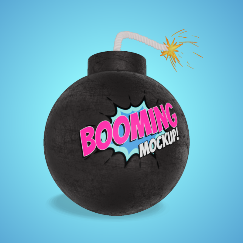 This Presentation Clipart shows a preview of 3D Cartoon Bomb - Customizable Mockup