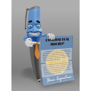 A 3D Business Pen and Contract Clipart with editing tools to customize the design and make it your own.