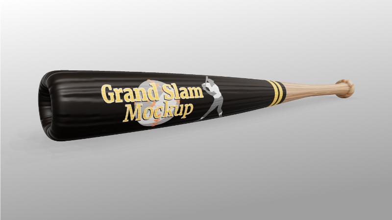 This Presentation Clipart shows a preview of 3D Baseball Bat - Customizable Mockup
