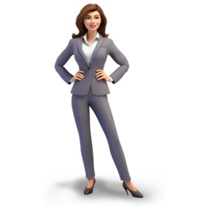 This clipart image portrays a professional businesswoman exuding confidence and strength.
