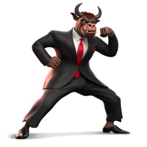 This clipart image portrays a captivating scene featuring a mighty bull dressed in a sleek, sophisticated business suit ready for a fight. Download Now!