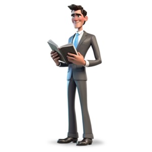 A businessman reading a book enhancing his education.