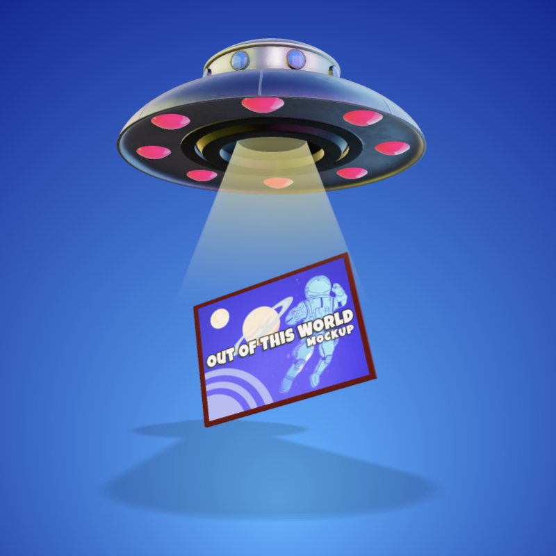 This Presentation Clipart shows a preview of 3D UFO Lifting Sign - Customizable Mockup