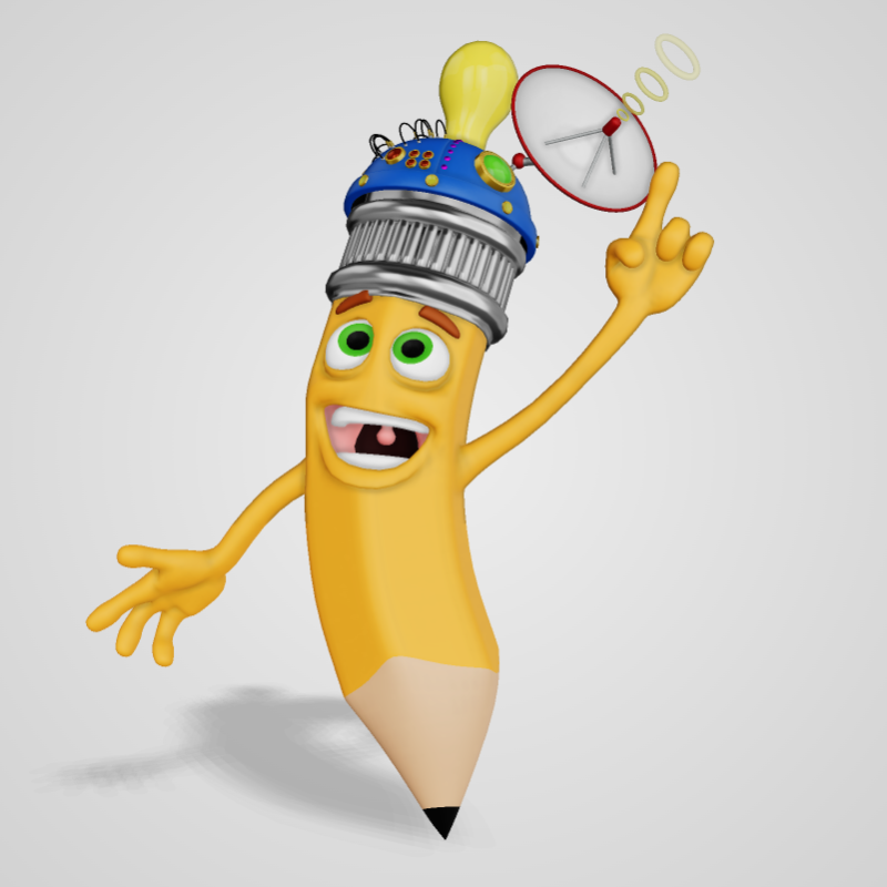 This Presentation Clipart shows a preview of 3D Scribbles Pencil Thinking Cap Idea Clipart