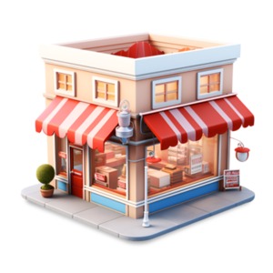 A small shop building ready for business on the corner.