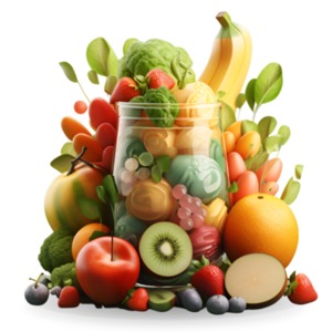 Healthy food Icon filled with lots of fruits and vegetables for a strong diet.