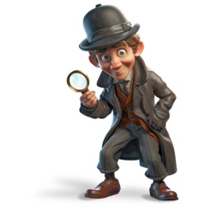 Victorian Investigator searching for clues to solve a mystery.