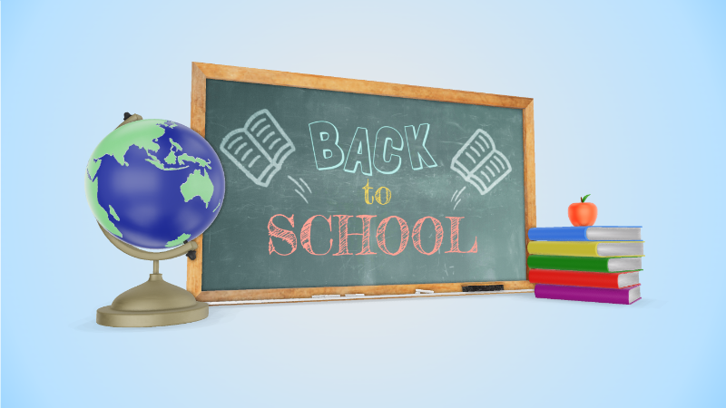This Presentation Clipart shows a preview of 3D Classroom Chalkboard - Customizable Mockup