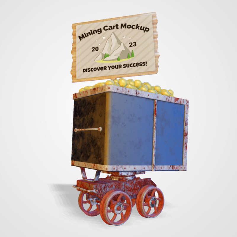 This Presentation Clipart shows a preview of 3D Mining Cart Clipart - Customizable Mockup