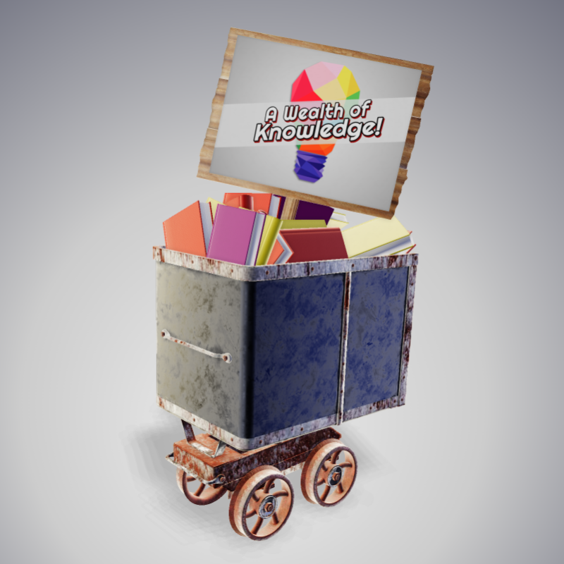 This Presentation Clipart shows a preview of 3D Mining Cart With Books Clipart - Customizable Mockup