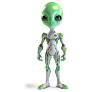 Alien in a space suit ready to travel and visit new species.