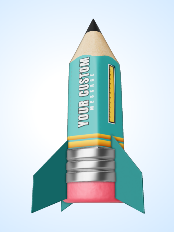 This Presentation Clipart shows a preview of 3D Grounded Pencil Rocket Clipart - Customizable Mockup