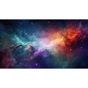 A colorful Nebula filled with vast clouds of gas and dust in space.