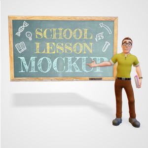 A 3D Teacher Presenting Chalkboard Clipart with editing tools to customize the design and make it your own.