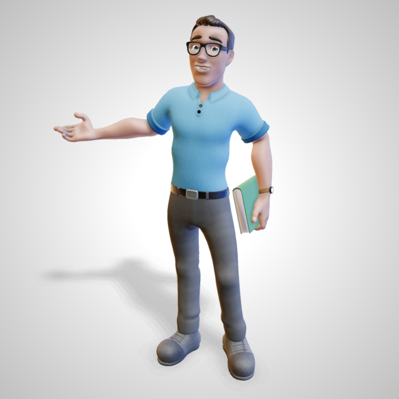 This Presentation Clipart shows a preview of 3D Teacher Presenting To Side Clipart