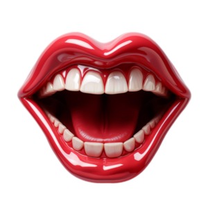 Capture the essence of pure happiness and infectious joy with this delightful illustration of bright, shiny red lips curved into a happy smile. Download now!