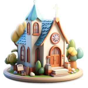 Transport yourself to a picturesque world of serenity and tranquility with this heartwarming clipart illustration of a small church house.