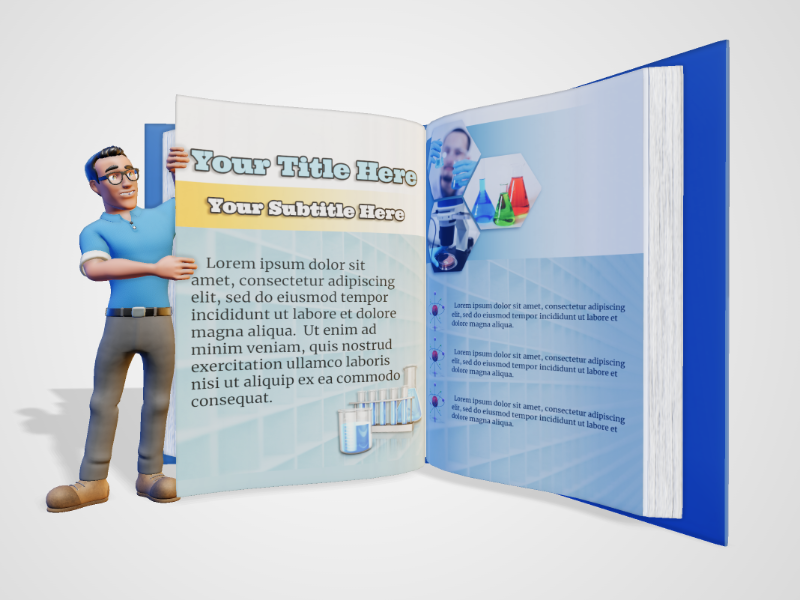 This Presentation Clipart shows a preview of 3D Teacher Turning A Custom Page Clipart - Customizable Mockup