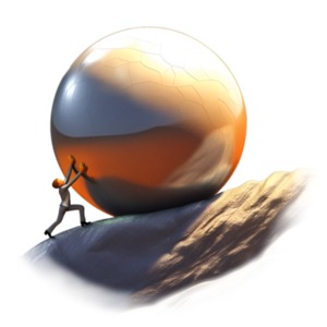 A clipart image showing a visual metaphor that encapsulates the determination, resilience, and relentless pursuit of success within the world of business.