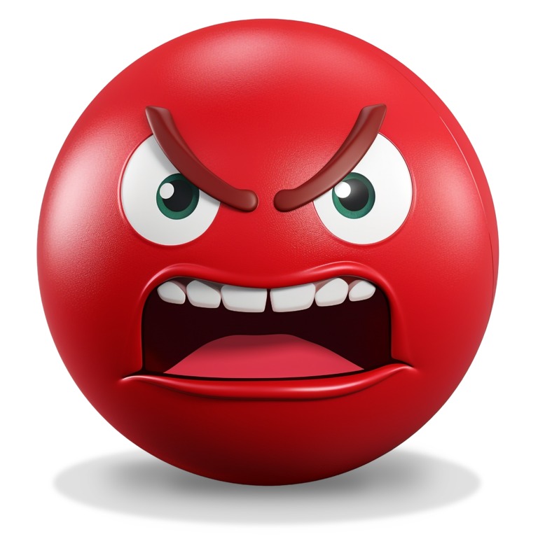 Expressive Red Angry Emoji Clipart: Mad Facial Expression
