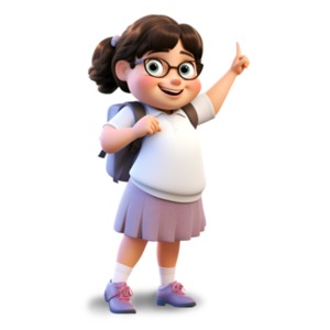 Ambitious Young Girl Pointing Clipart: Skyward gesture embodies excellence, ideal for emphasizing success and determination. Download now!