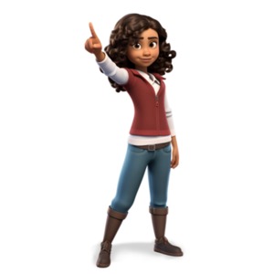 Elevate projects with our girl pointing forward clipart, symbolizing guidance &amp; empowerment for presentations, designs &amp; education.