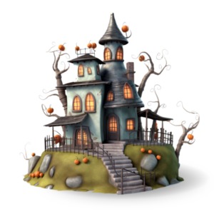 Add an eerie visual with this haunted house clipart. Perfect for Halloween invites, presentations and digital art. Unleash your creativity!