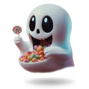 Elevate Halloween designs with our &#039;Ghost Full of Candy&#039; clipart - spook-tacular sweetness for creative projects and presentations!