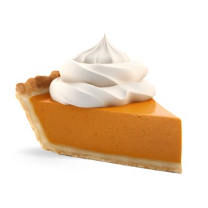 Deliciously visual pumpkin pie clipart - a slice with a dollop of whipped cream. Perfect for all your autumn-inspired designs!&quot;