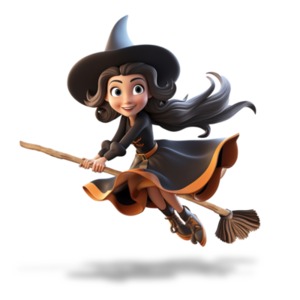 &quot;Witch Flying on Broom&quot; clipart adds enchantment to your spooky presentation and design projects.