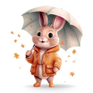 Visualize the essence of autumn with our vivid Autumn Rabbit Clipart Illustration, depicting fall season weather of the autumn months.