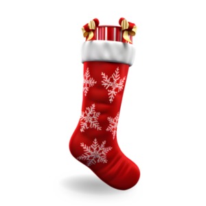 Red Christmas Stocking Clipart: Festive Illustration with White Snowflakes