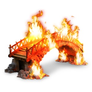 Illustrate ethical consequences creatively with Burning Bridge Idiom Clipart, an engaging visual aid for impactful presentations and content.