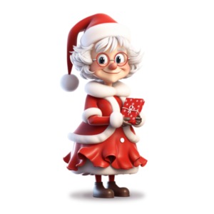 Infuse holiday joy into presentations with this Mrs. Claus Holding a Gift clipart - a charming, versatile touch for standout visuals!