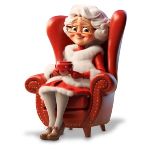 Mrs. Claus Sits with Hot Chocolate: Presentation Clipart