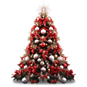 Elevate your presentations with our Christmas Tree Decorated in Red Clipart Image—timeless elegance for a festive touch to design projects! 🎄✨