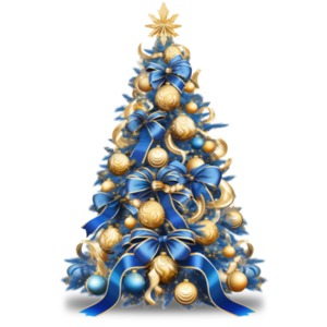 Spark holiday magic in your presentations and designs with our Blue and Gold Christmas Tree Clipart