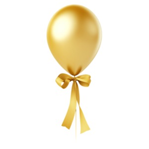 Improve presentations and media designs with the elegance of this Golden Balloon and Bow Clipart – a symbol of celebration and success!