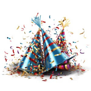 The Party Hats image represents celebration and joy. The vibrant hats and the scattered confetti evoke a sense of festivity and merriment.