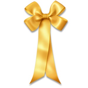 A beautifully rendered golden ribbon with a bow.