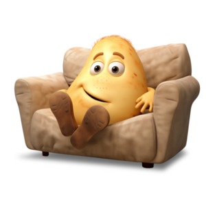 Cozy Couch Potato Clipart: Spruce up presentations with a relaxed spud on a sofa. Perfect for creative projects and engaging slides!
